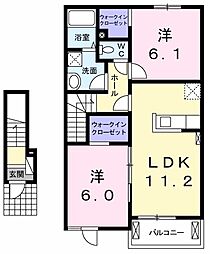 ラズベリー 2LDKの間取図画像
