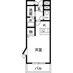 メゾン・ブリアン1 1Kの間取図画像
