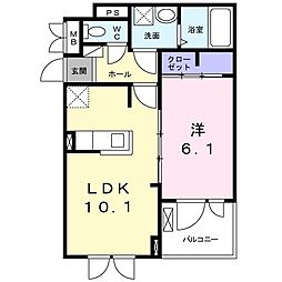 コモディモンテ2 1LDKの間取図画像