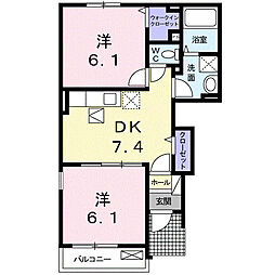 メルヴィュ 2DKの間取図画像