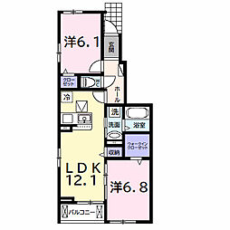 松ケ島1丁目アパート 2LDKの間取図画像