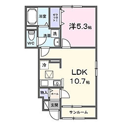 亘理町江下アパートI 1LDKの間取図画像