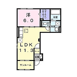 パルクヴィラIII 1LDKの間取図画像