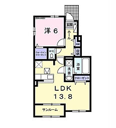 ロックリバー1号館 1LDKの間取図画像