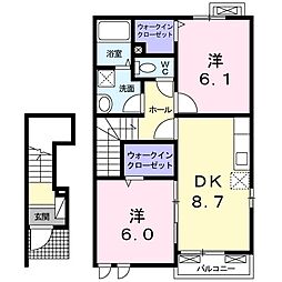 クラール・アイ 2DKの間取図画像