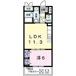 ラビットレジデンス栗東 1LDKの間取図画像