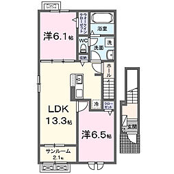クリアサニー K 2LDKの間取図画像