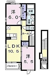 レクエルド小倉寺6 2LDKの間取図画像