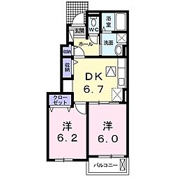 ラフィナート高田1 2DKの間取図画像