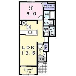 グランパール富里七栄4 1LDKの間取図画像