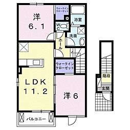 ブリジャンテ2 2LDKの間取図画像