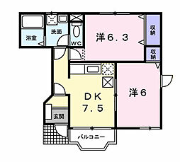 アンバローズ 2DKの間取図画像