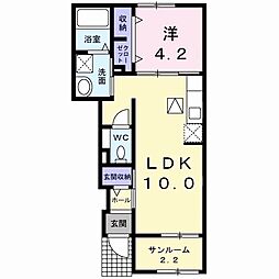 ブライハイド 1LDKの間取図画像