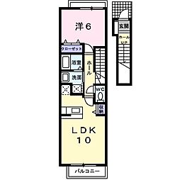 カトルセゾンB棟 1LDKの間取図画像