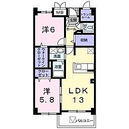 クリスタル穂高 2LDKの間取図画像