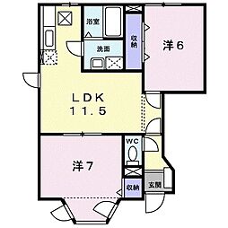 サファイアンエレガンスA 2LDKの間取図画像