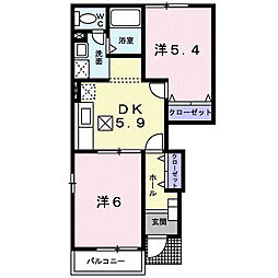 フレンドリーハイツ 2DKの間取図画像