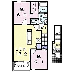 イーリス 2LDKの間取図画像