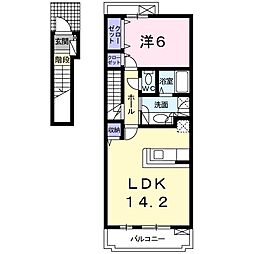 ルビン 1LDKの間取図画像