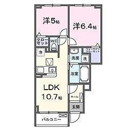 浦田2丁目アパート(028982401) 2LDKの間取図画像