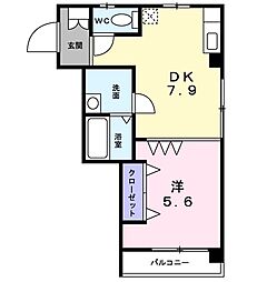 Nサンパレス 1DKの間取図画像