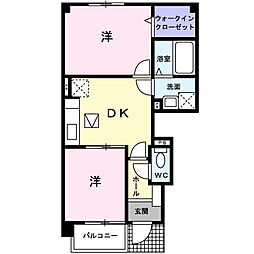 クレール・ファミーユ 2DKの間取図画像