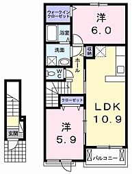 リアン 2LDKの間取図画像