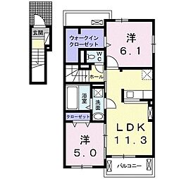 メゾン・ド・ミニョン 2LDKの間取図画像