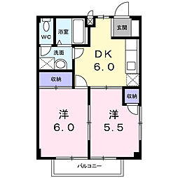 メゾンRONDEAU 2DKの間取図画像