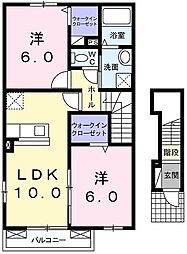 プラシード 2LDKの間取図画像