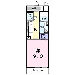 カーサソラーレ 1Kの間取図画像