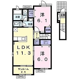 レスペデーザ2 2LDKの間取図画像