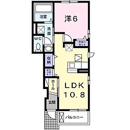 ウィステーリア2 1LDKの間取図画像