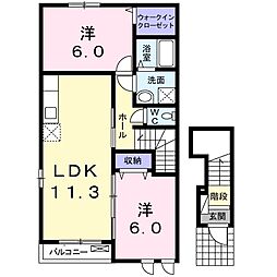エルディムホリエ3 2LDKの間取図画像