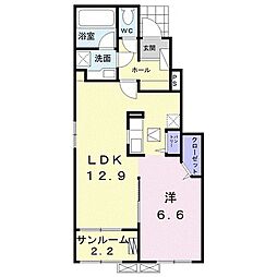 ラパン町村　I 1階1LDKの間取り