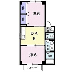 ゴールデンIＡ 2階2DKの間取り