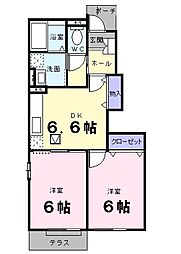 リバニッシュ　Ｃ 1階2DKの間取り