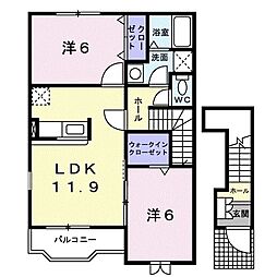 秋桜庵 2階2LDKの間取り