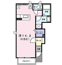 プラティークA ワンルームの間取図画像