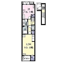 エルディム助光2 1LDKの間取図画像