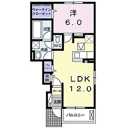 グリチネB 1LDKの間取図画像