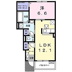 エクセラン一宮A 1LDKの間取図画像