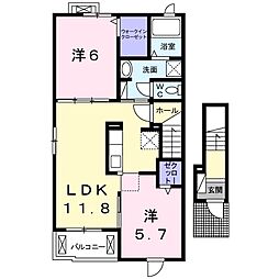 クレメント・2 2LDKの間取図画像
