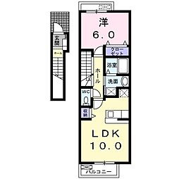 ブルーミントヒルズ 1LDKの間取図画像