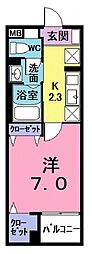 ボラカーサ 1Kの間取図画像
