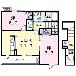 カーサみずほ 2LDKの間取図画像