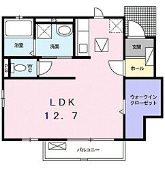 プリムローズＫIV 1階ワンルームの間取り