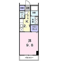 キューズ・リヴィエール 1Kの間取図画像