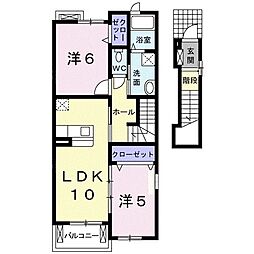 マーシャルＡ 2階2LDKの間取り