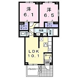ヴィレッタ二日市 2LDKの間取図画像